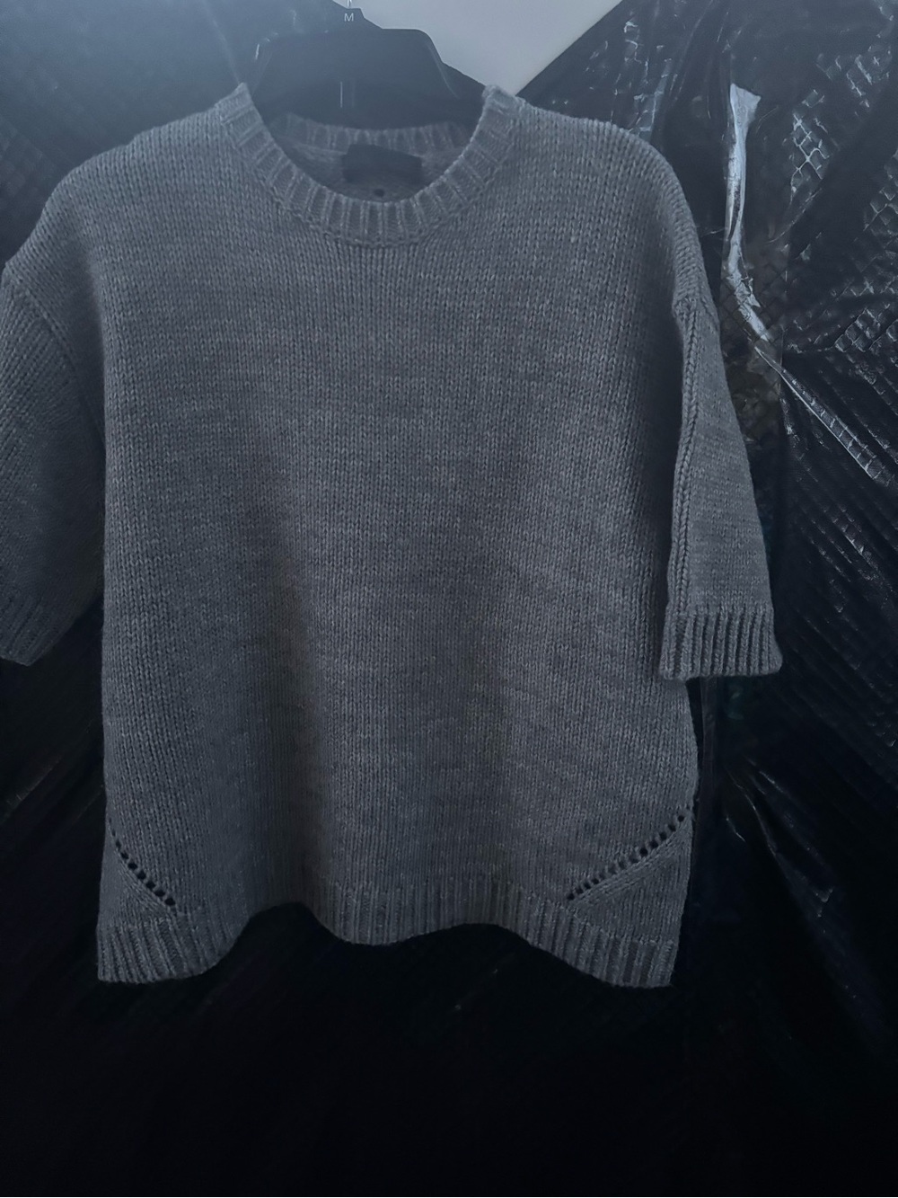 Zara Short-Sleeve Crewneck Knit Sweater - Gray - Picture 2 of 7